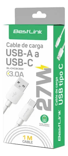 Cable De Carga Y Datos Bestlink Usb-a A Usb-c De 1 M, Blanco