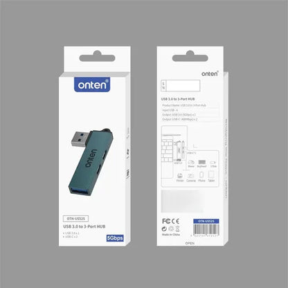 Hub Usb 2.0 A 2 Usb C Y Usb 3.0 Otn-us52s Onten Azul Petróleo
