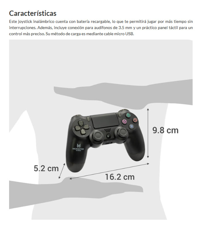 Control Inalámbrico Joystick Monster Games D-shock Compat P4