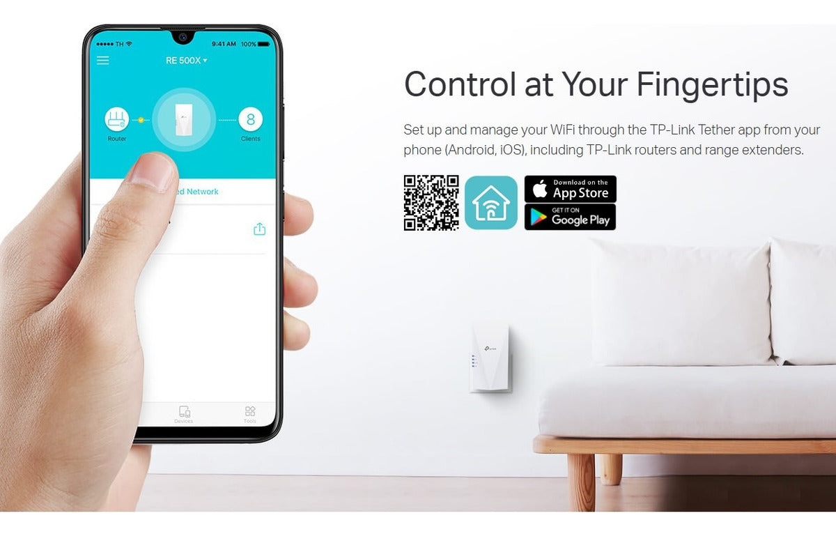 Repetidor Extensor Wifi 6 Dual Band Ax1500 Tp-link Re500x