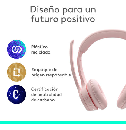 Audífonos Inalámbrico Con Micrófono Zone 300 Logitech Rosado