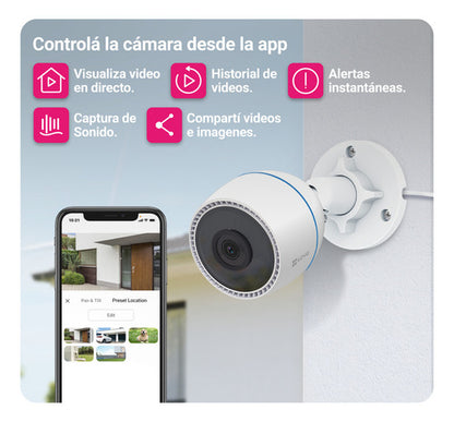Camara Seguridad Fija Exterior Wifi H3c 2mp Con Ia Ezviz Blanco