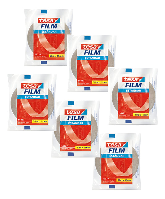 Pack 6 Cinta Adhesiva Standard 20m X 18mm Tesa