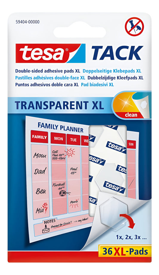 Adhesivo Reutilizable Transparente Xl 36 Pads Tesa
