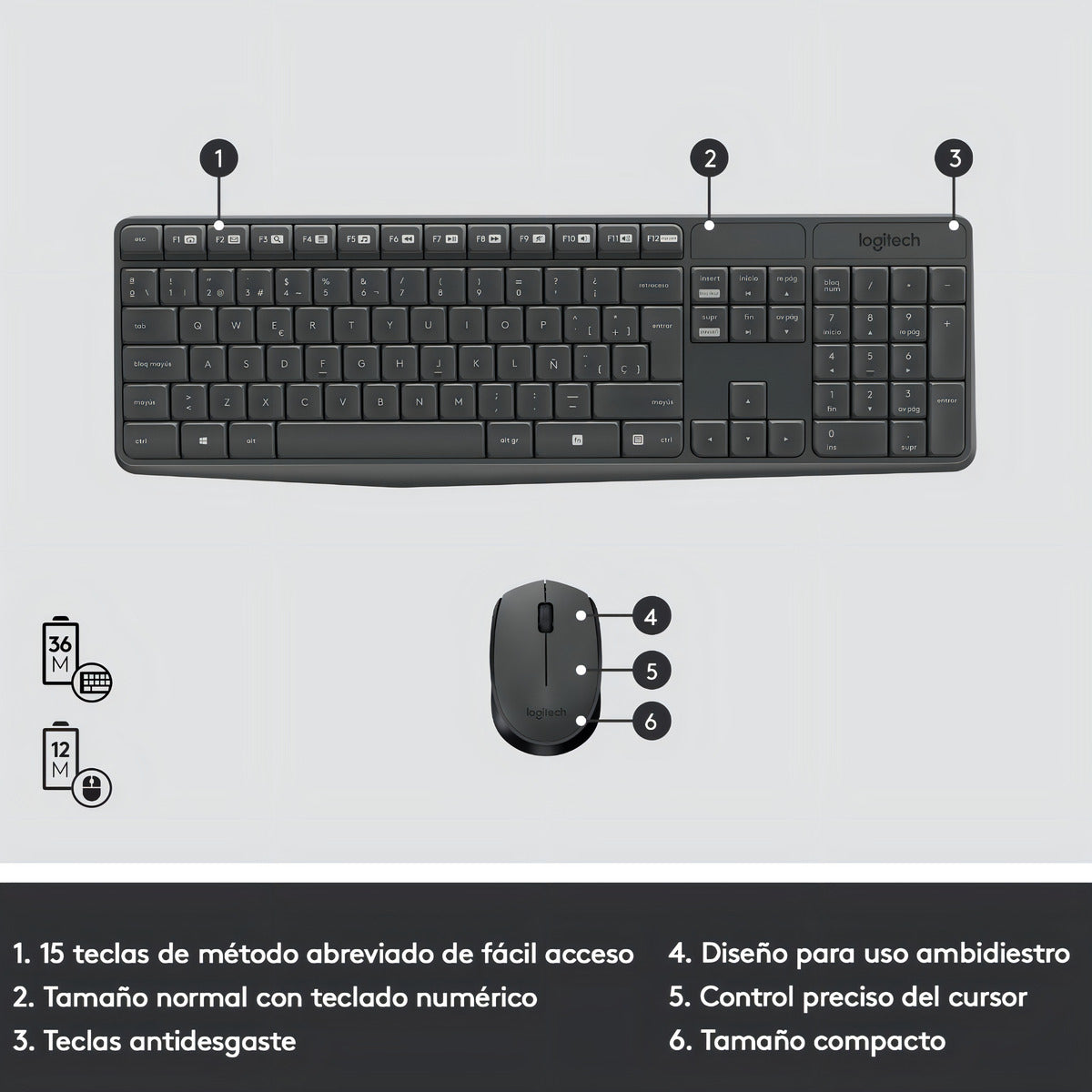 Kit Teclado Mouse Inalámbrico Mk235 Logitech Español España