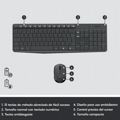 Kit Teclado Mouse Inalámbrico Mk235 Logitech Español España