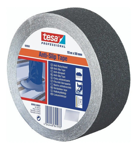 Cinta Antideslizante 50mm X 15m Para Piso Escalera Tesa Fs Color Negro