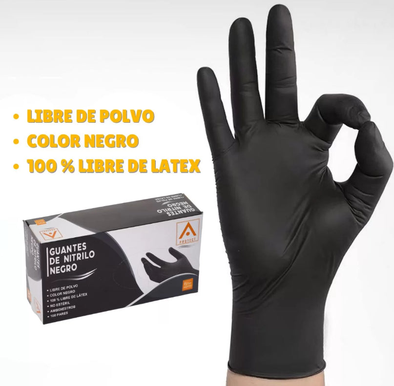 Guantes Nitrilo Talla L Caja 100 Unidades Negro