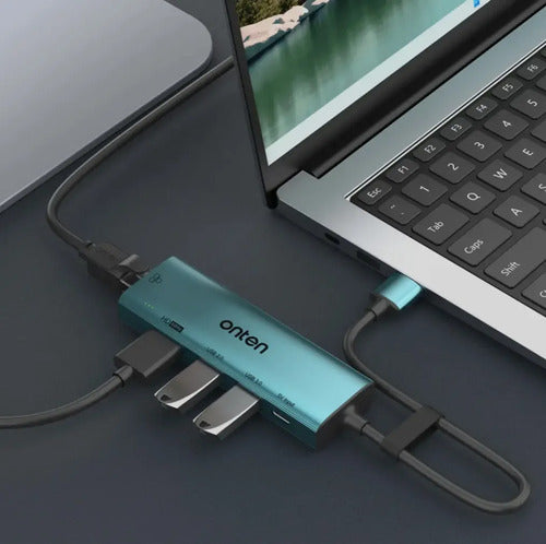 Hub Adaptador Onten Usb-c A Hdmi Y Usb 3.0 5 En 1 Otn-us125 Azul Petróleo