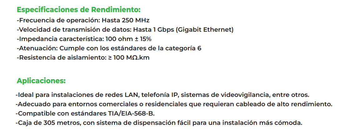 Cable Red Cat6 Utp 23 Awg Cca Caja 305 Mts 4x2x0.52mm Ulink