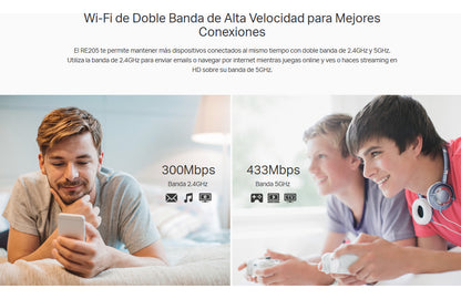 Extensor Cobertura Wifi 5 Ac750 Tplink Doble Banda Re205