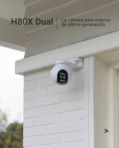 Cámara Seguridad Wifi H80x 4k Ezviz Lente Dual 8mp + 2mp 4mm Deteccion Personas Y Vehiculos Con Ia Blanco