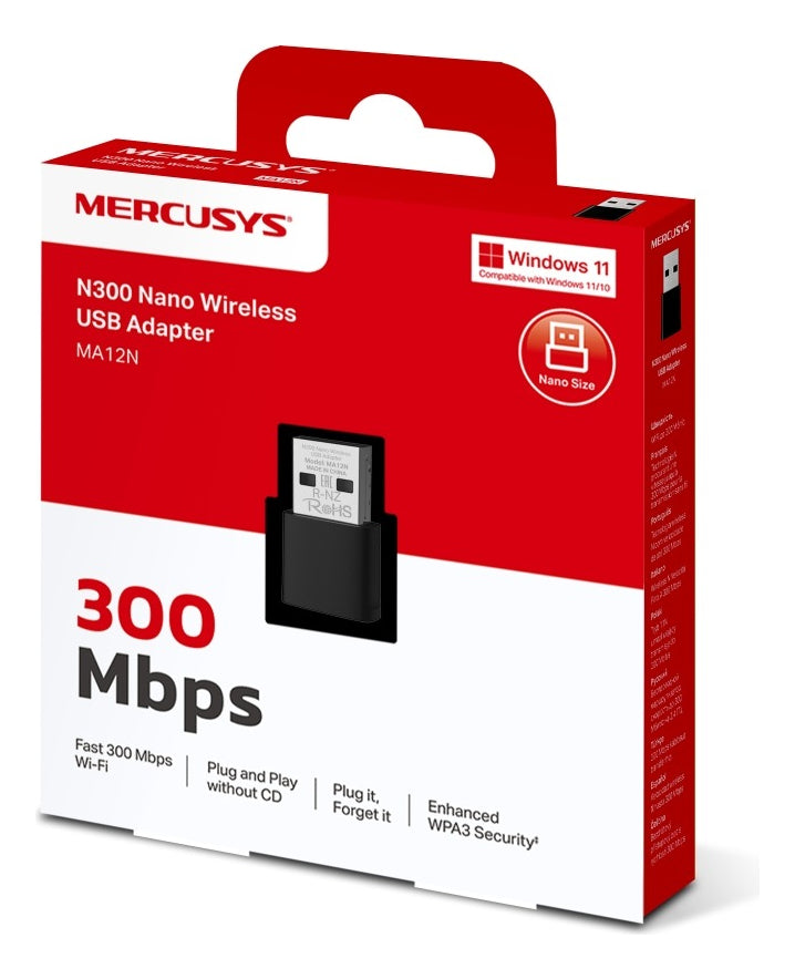 Adaptador Usb Wifi Nano Ma12n 300mbps Mercusys