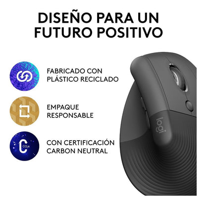 Mouse Vertical Bluetooth Ergonomico Diestro Logitech Grafito