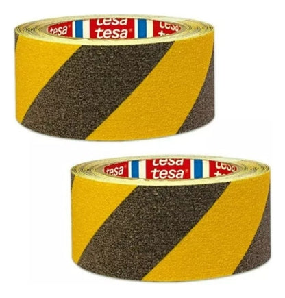 Pack X 2 Cinta Antideslizante Negra Amarilla 15m X 50mm Tesa