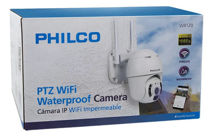 Cámara Seguridad Impermeable Wifi Philco Ip Ptz Movimiento Infrarrojo Color Blanco