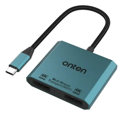 Conversor Adaptador Usb-c A 2 Puertos Displayport 4k Uc915 Azul Petróleo