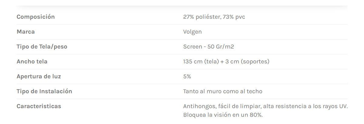 Cortina Roller Sun Screen 1,35x2,5mts Calidad Premium Volgen