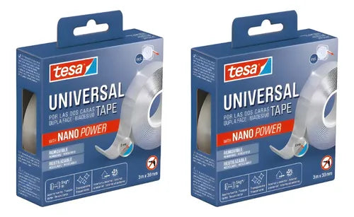 Pack 2 Cintas Adhesivas Doble Faz Tesa Transparente 3mx30mm Transparente Lisa