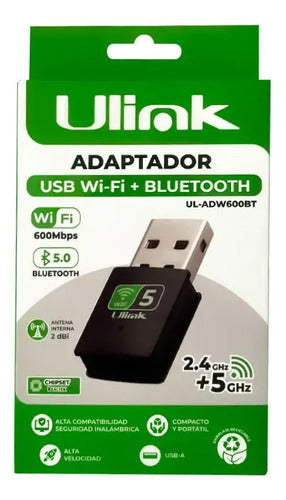 Usb Wifi 600mbps Dual Band 5g 2.4g Bluetooth 5 Ul-adw600bt