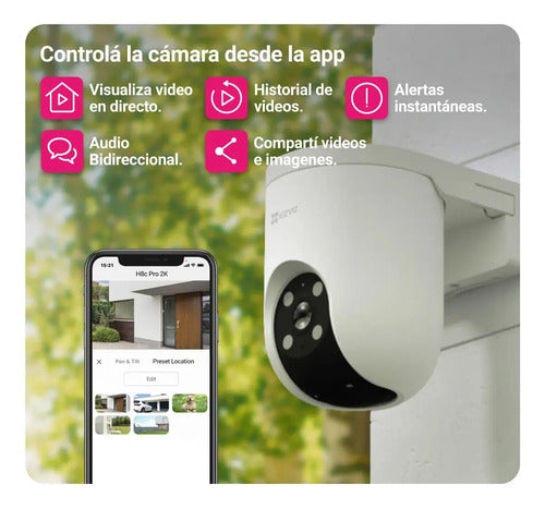 Cámara Panorámica Pt 360 Wifi H8c Pro 2k Ia Ezviz Blanco