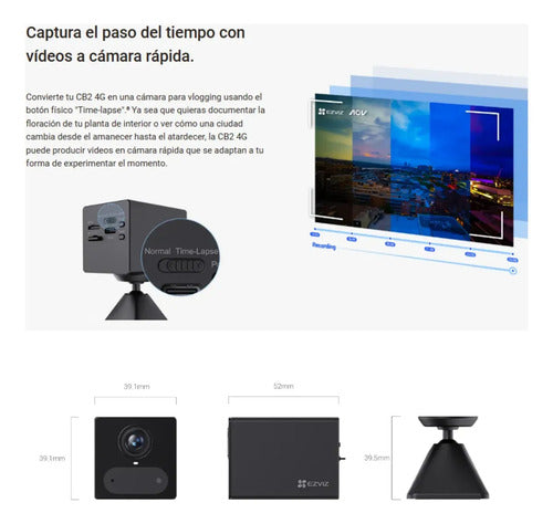 Mini Camara 4g A Bateria Ezviz Cb2 4g Electrocom Color Negro