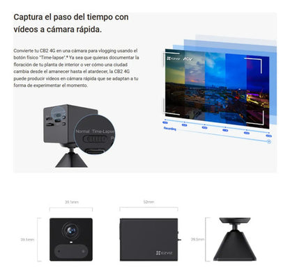 Mini Camara 4g A Bateria Ezviz Cb2 4g Electrocom Color Negro