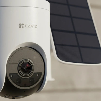 Camara Exterior Solar Hb8c Kit Bateria Motorizada 2k Ezviz Blanco