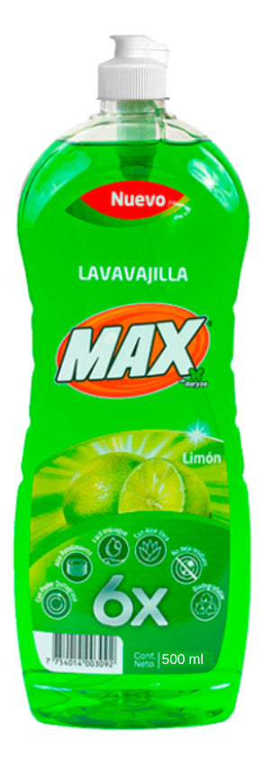Lavaloza Liquido Max 500ml Alto Rendimiento Aroma Limón