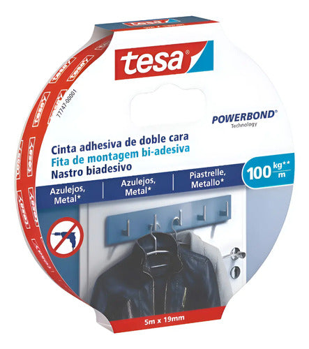 Cinta Doble Contacto Tesa  5mtx19mm 100 Kg/m Blanco 77747