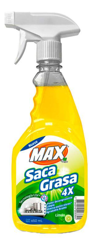 Saca Grasa Max 650 Ml Limpiador Frasco Gatillo Limón