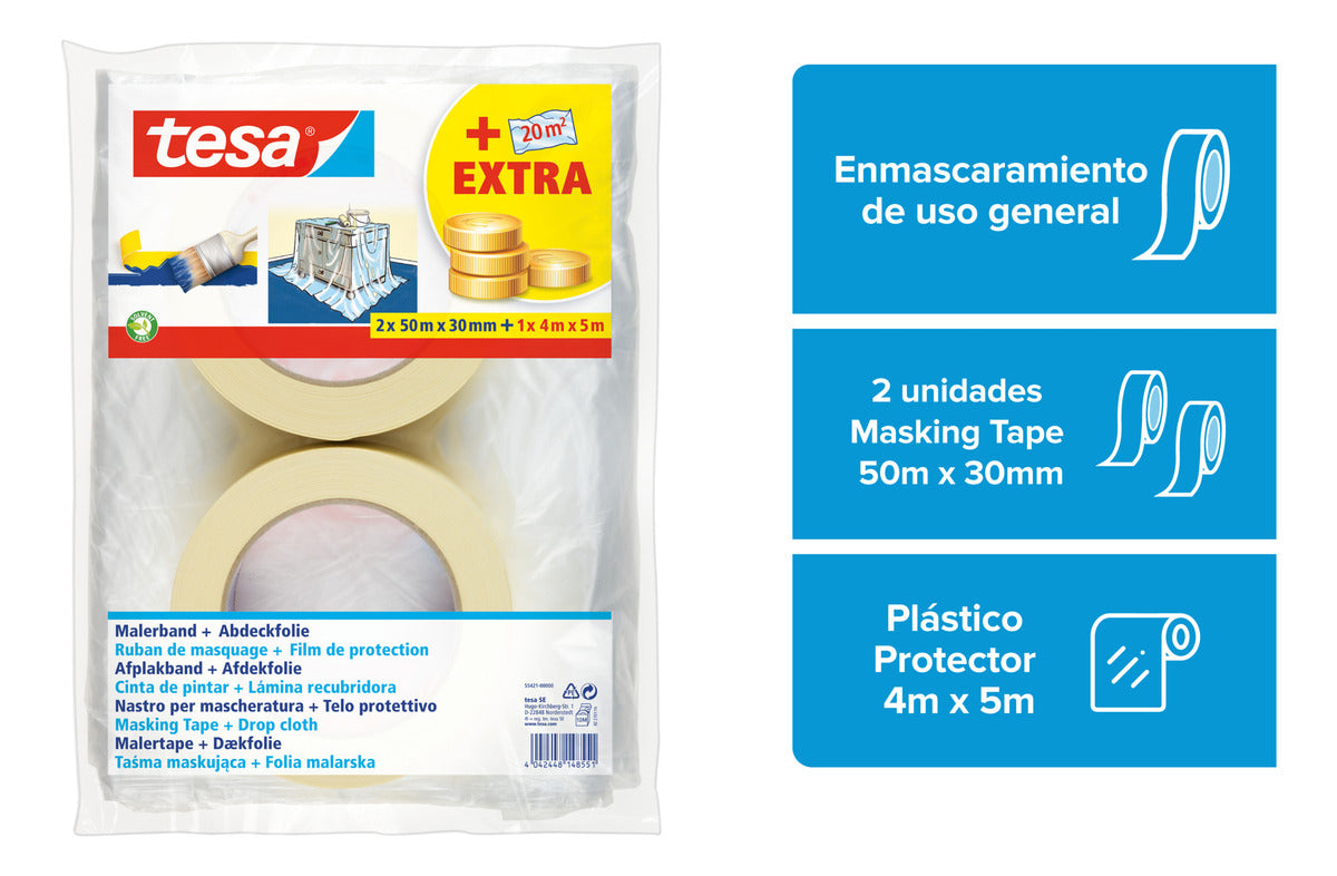 Plastico Protector Pintura Y Masking Economico Tesa