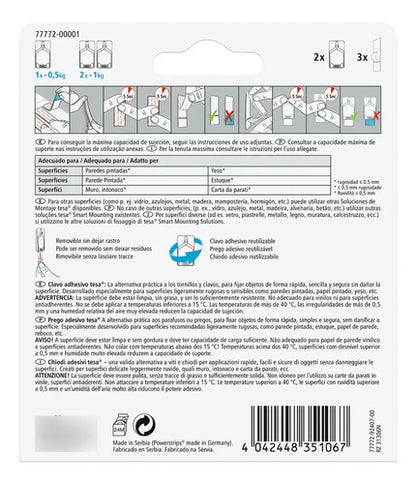Clavo Adhesivo Removible De Superficies Delicadas 0,5kg Tesa