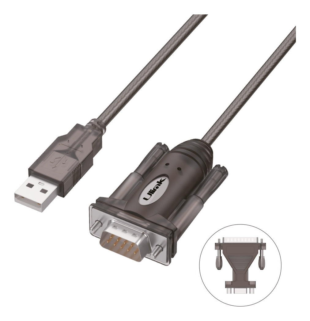 Adaptador Usb A Serial Db9 Db25 Chip Prolific 1.5mt Ulink