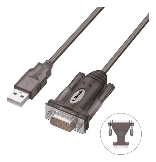 Adaptador Usb A Serial Db9 Db25 Chip Prolific 1.5mt Ulink
