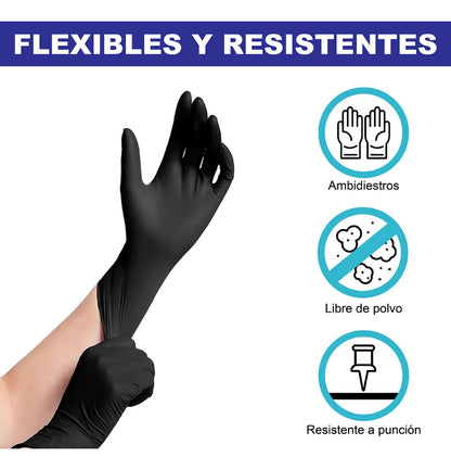 Guantes Nitrilo Talla M Caja 100 Unidades Negro