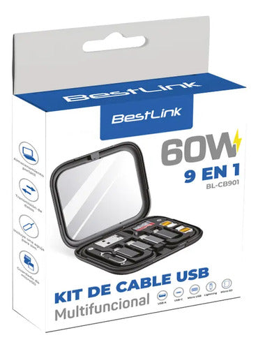 Kit Cable 9 En 1 Portátil Usb Usb Tipo C Micro Usb Micro Sd Negro