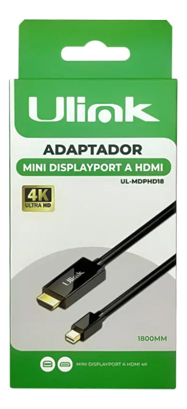 Cable Adaptador Mini Displayport A Hdmi 4k 1.8mt Premiun
