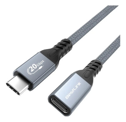 Cable Extensión Usb Tipo C Macho A Usb Tipo C Hembra 1,8 M Gris Oscuro
