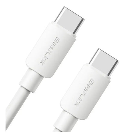 Cable Carga Rápida Y Datos Usb-c A Usb-c 1m Bestlink 60w Pd Blanco