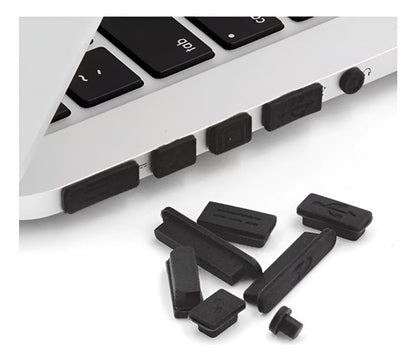 Tapon Silicona Antipolvo 12 Piezas Para Notebook Macbook - - Negro
