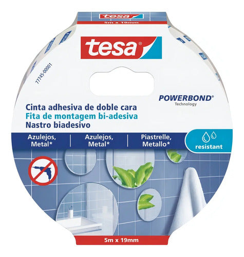 Cinta Doble Contacto Azulejo Metal Impermeable Tesa 5mtx19mm Transparente Liso