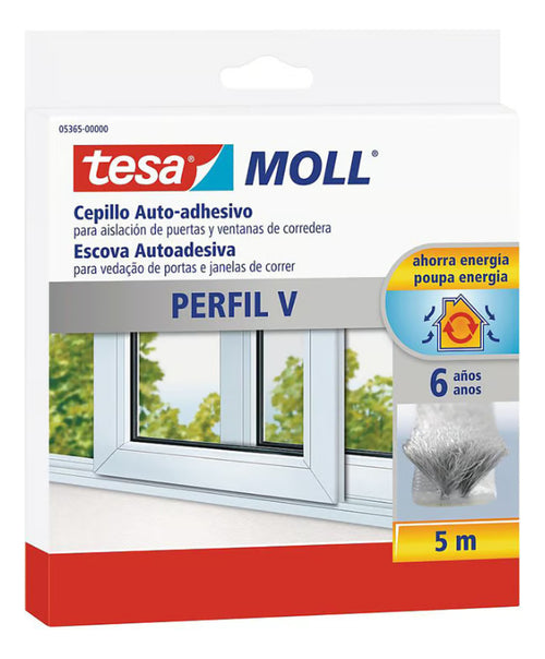 Cepillo Corredera Ventana Aislante Autoadhesivo 5 Mtrs Tesa