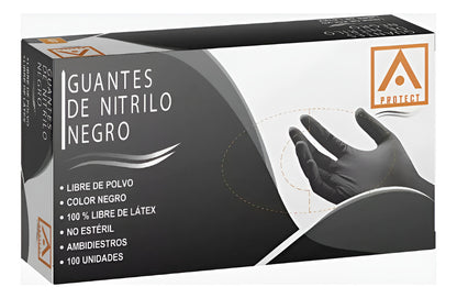 Guantes Nitrilo Talla M Caja 100 Unidades Negro