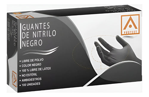 Guantes Nitrilo Talla M Caja 100 Unidades Negro