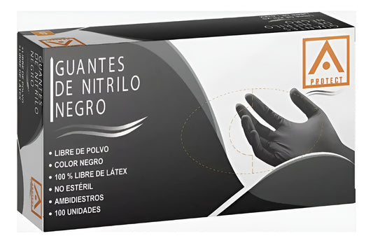 Guantes Nitrilo Talla M Caja 100 Unidades Negro