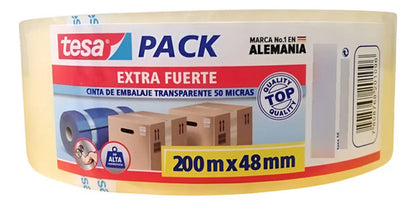 Cinta Embalaje Extra Fuerte Transparente 200m X 48cm Tesa Transparente Lisa