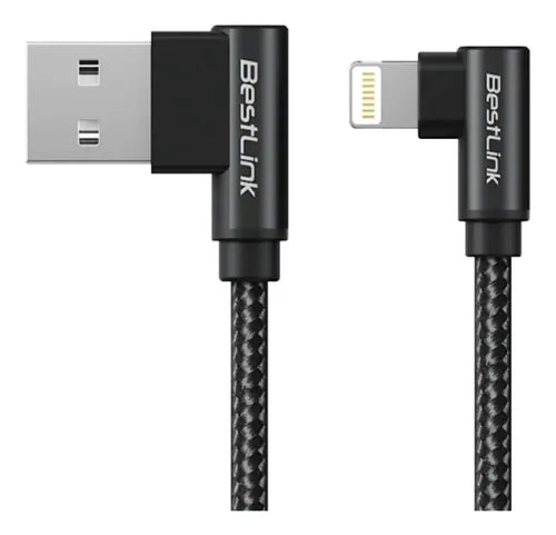 Cable Carga Y Datos Usb-a A Lightning 3.0a Trenzado En L 1m Negro