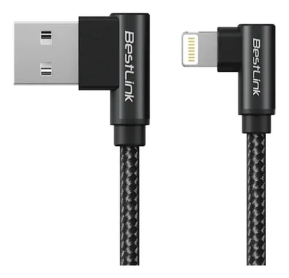 Cable Carga Y Datos Usb-a A Lightning 3.0a Trenzado En L 1m Negro