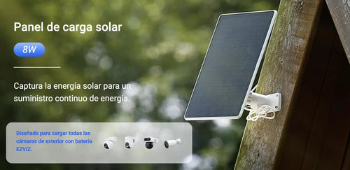 Panel Solar Ezviz Psp8 8w Conector Tipo C Soporte 360° Blanco 5.4v 6.8v